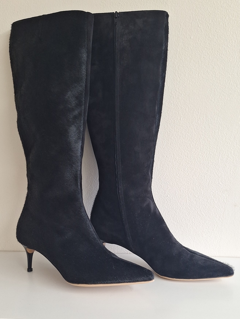 Maison Martin Margiela Black Suede Pointed-Toe Knee Boots